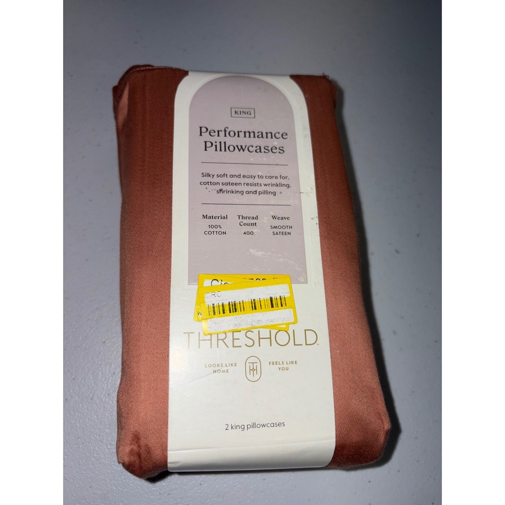 Threshold Performance Pillowcases King 2pk 400 Thread Count Cotton Sateen Rust